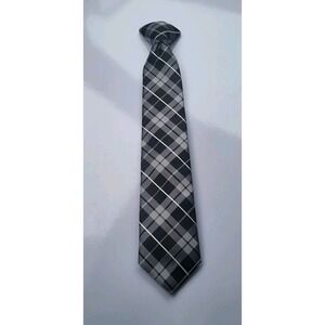chaps boys clip on tie black white plaid